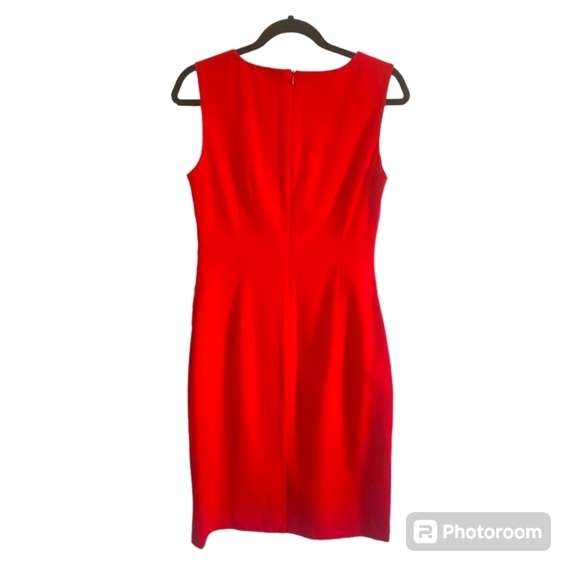 CALVIN KLEIN SLEEVELESS SUNBURST RUCHED CAREER DRESS SIZE6 - Picture 2 of 5